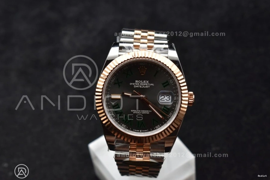 Roman 126333 DateJust 41 ARF Gray Best Dial SS 904L Weight) 1:1 RG Green SS Jubilee on Bracelet (Gain SH3235 Steel Edition RG 0501